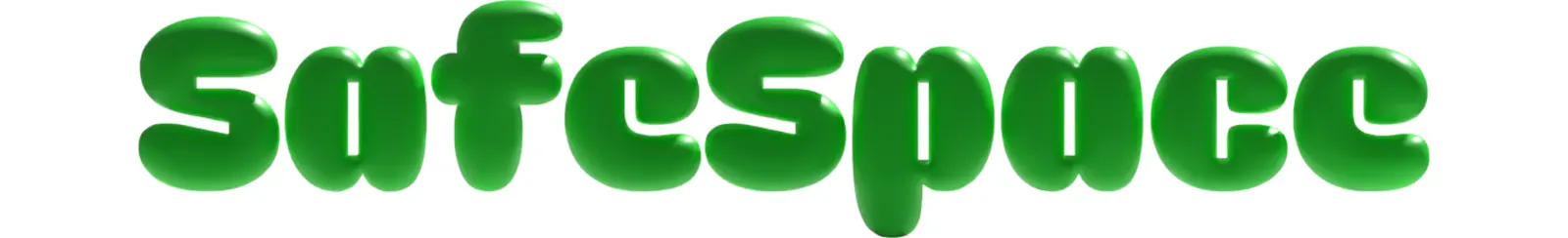 The SafeSpace wordmark in glossy, inflated green 3D letters