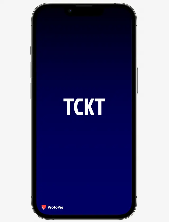 TCKT splash screen: the white TCKT wordmark on a deep blue gradient