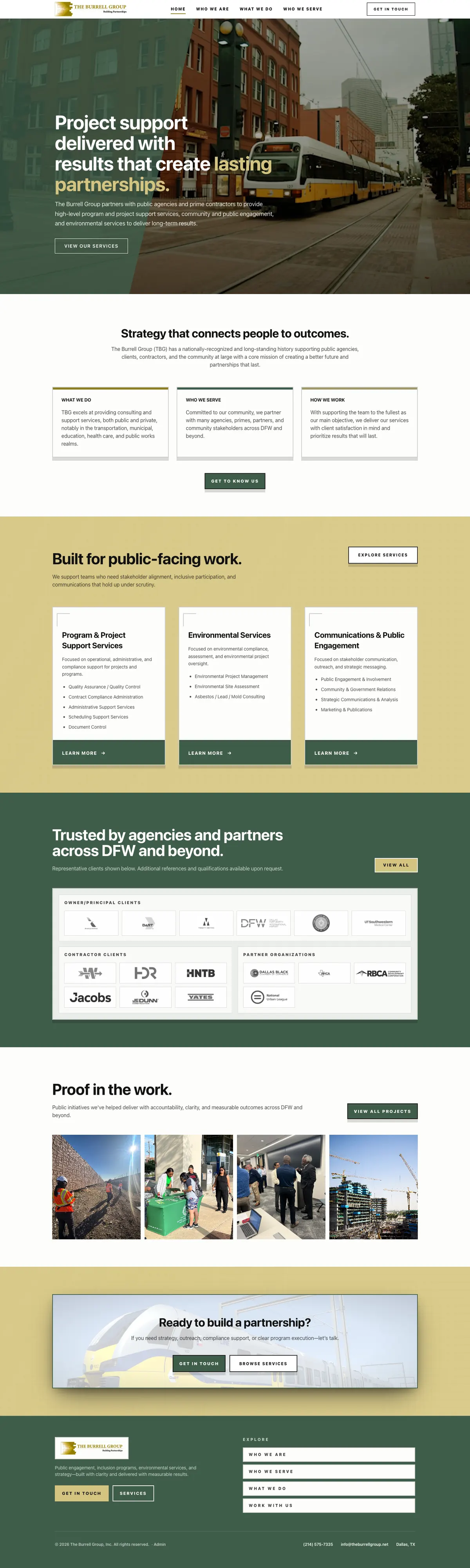 Full-length screenshot of The Burrell Group home page