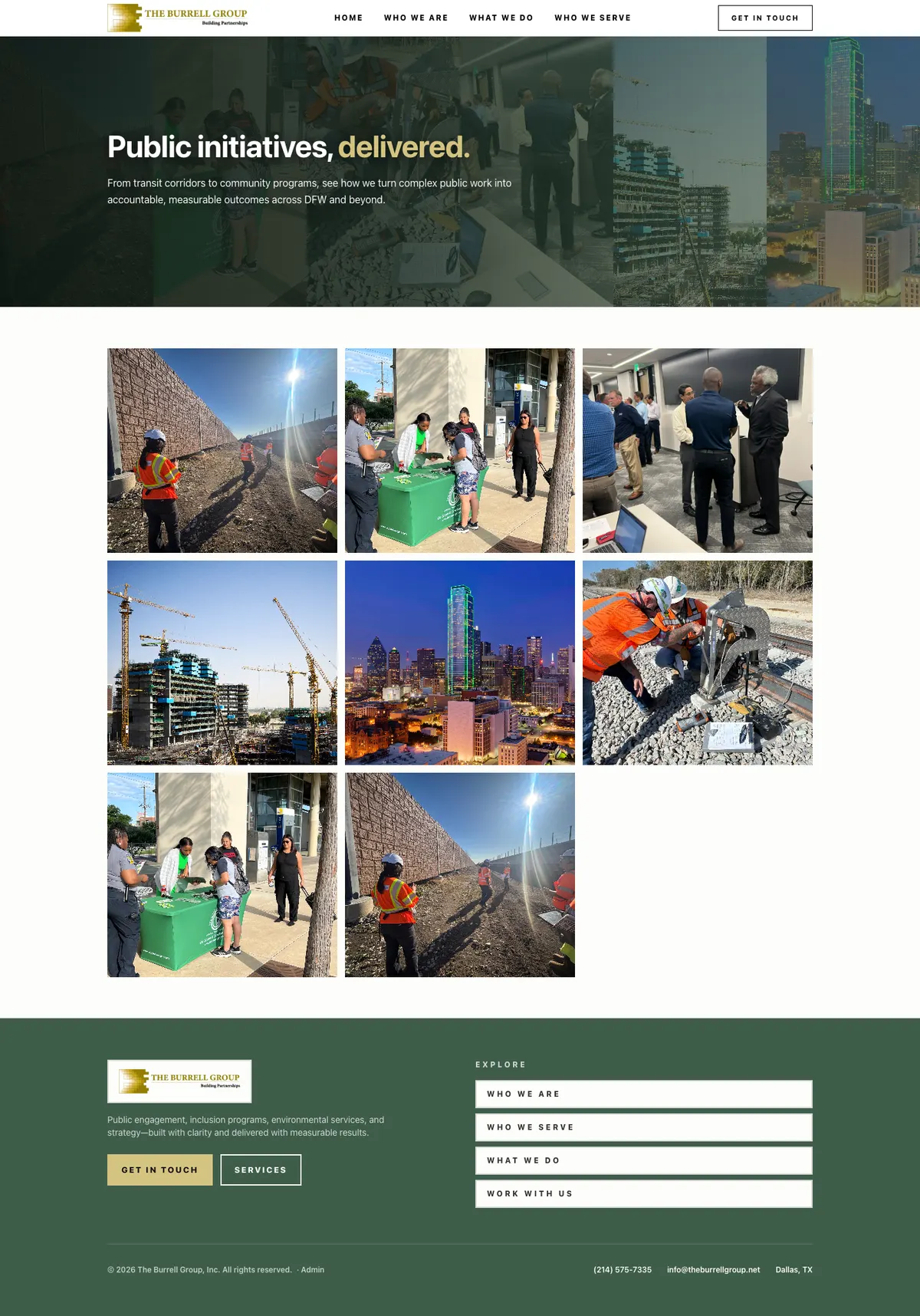 Full-length screenshot of the Our Work page