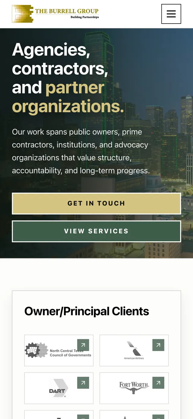 Who We Serve page on a phone