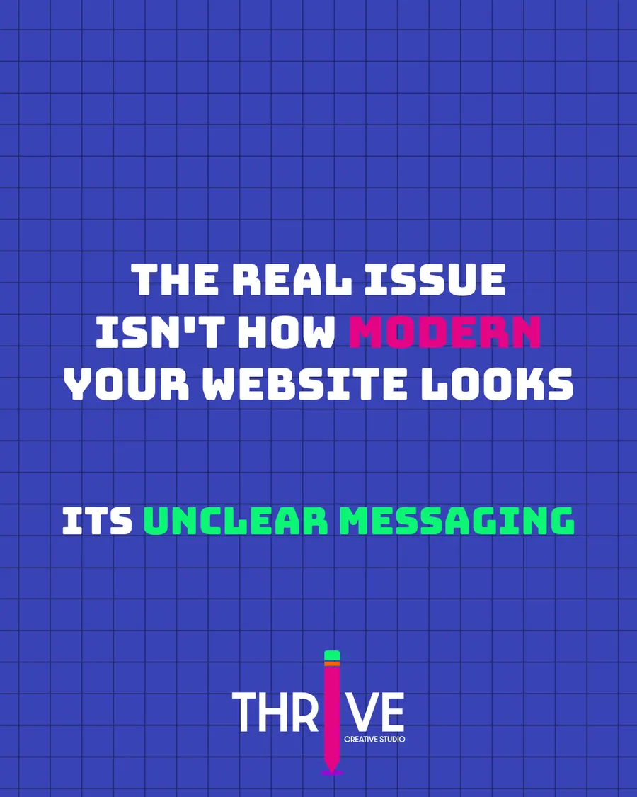 Blue grid post: “The real issue isn't how modern your website looks. It's unclear messaging.”