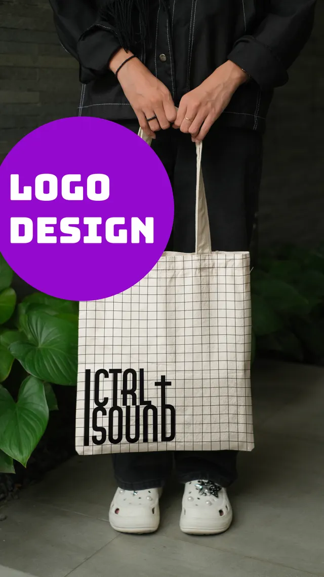 “Logo design” story with the Ctrl + Sound logo printed on a tote bag