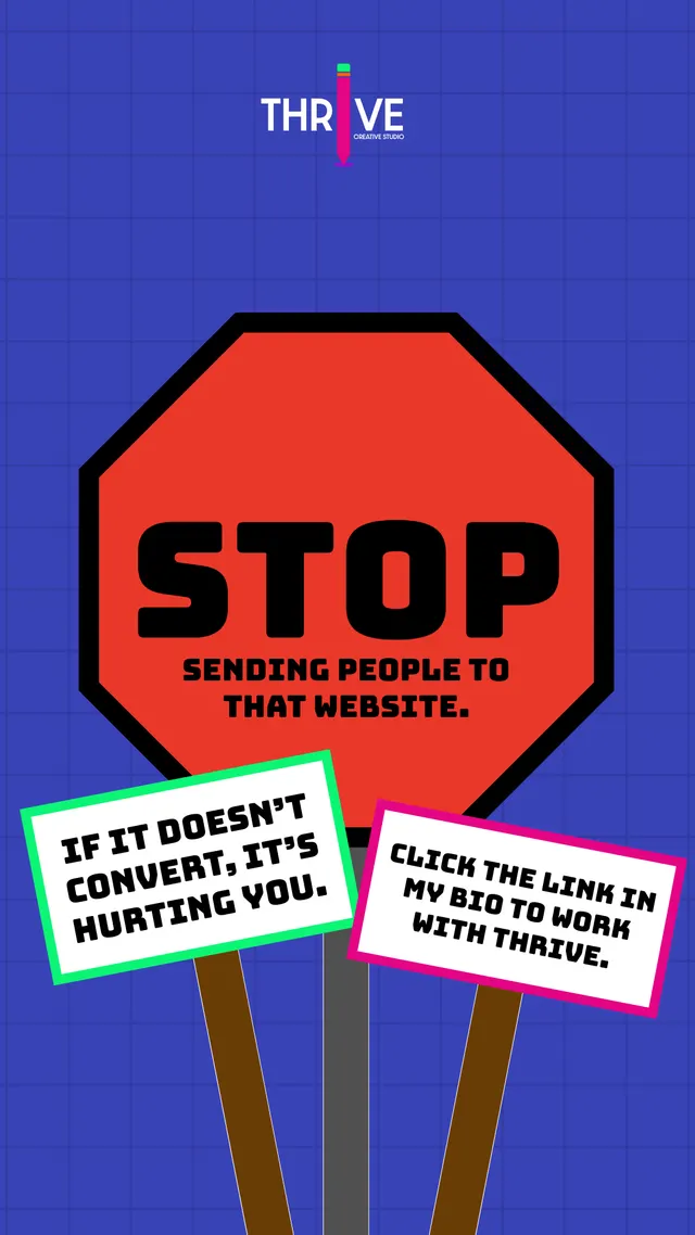 Story version of the stop-sign graphic: “Stop sending people to that website”
